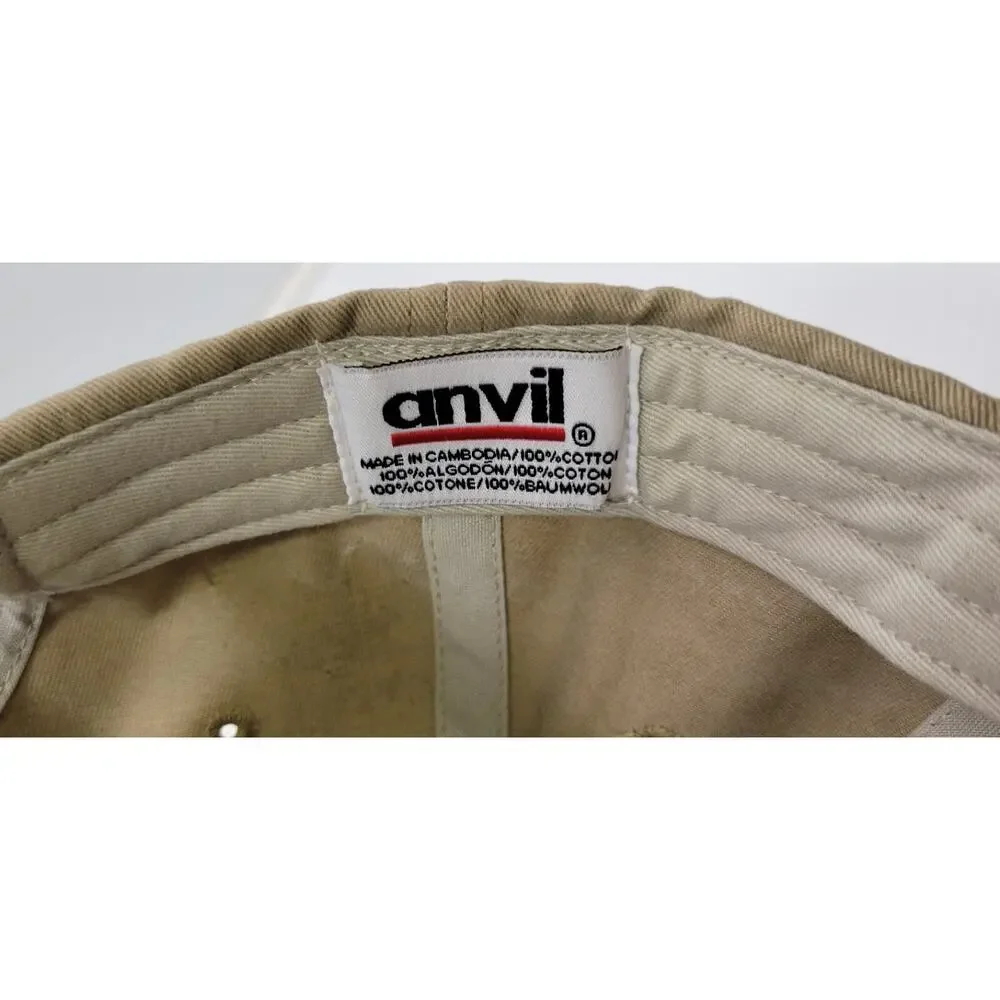 L) Anvil Strapback Dad Baseball Cap Hat Beige Tan 100% Cotton